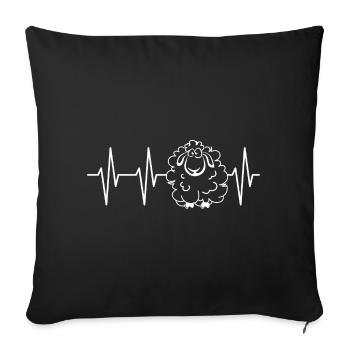 Illustration de l’icône de pouls de mouton Heartbeat ECG - Housse de coussin décorative 45 x 45 cm - noir - Devant