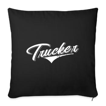 camion camionneur bateaux camion transporteur rue king - Housse de coussin décorative 45 x 45 cm - noir - Devant