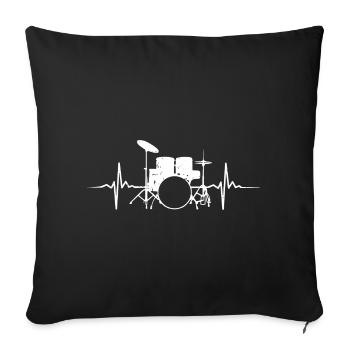 Drummer Heartbeat ECG - Batteur de batterie - Housse de coussin décorative 45 x 45 cm - noir - Devant