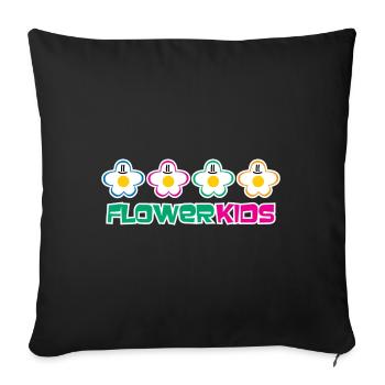 FLOWERKIDS (Row Logo) - Sofa pillowcase 17,3'' x 17,3'' (45 x 45 cm) - black - Front