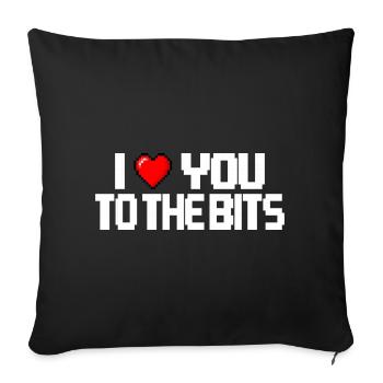 I love you to the bits (dark) - Sofa pillowcase 17,3'' x 17,3'' (45 x 45 cm) - black - Front