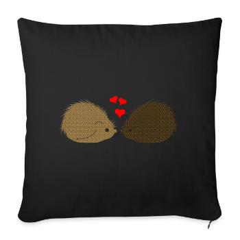 tiermotive valentinstag, Süßes Igelpaar - Sofakissenbezug 45 x 45 cm - Schwarz - Vorne