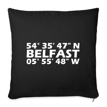 Belfast Coordinates - Sofa pillowcase 17,3'' x 17,3'' (45 x 45 cm) - black - Front