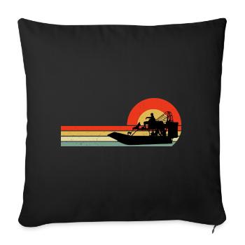 Vintage Rétro Airboat Fanboat Airboating Planeboat - Housse de coussin décorative 45 x 45 cm - noir - Devant