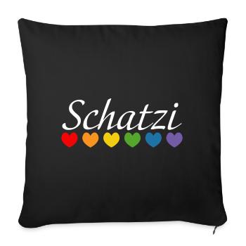 Regenbogenherz Schatzi LGBT lgbtqi queer - Sofakissenbezug 45 x 45 cm - Schwarz - Vorne