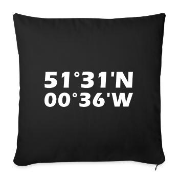 Slough Coordinates - Sofa pillowcase 17,3'' x 17,3'' (45 x 45 cm) - black - Front