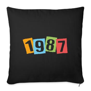 Né en 1987 – Anniversaire avec de grands numéros colorés - Housse de coussin décorative 45 x 45 cm - noir - Devant