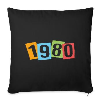 Né en 1980 – Anniversaire avec de grands numéros colorés - Housse de coussin décorative 45 x 45 cm - noir - Devant