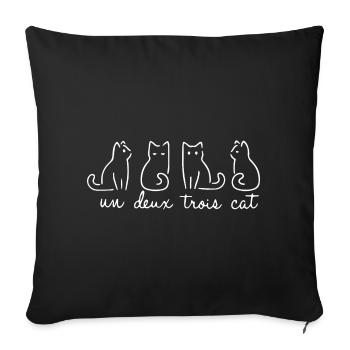Un Deux Trois cat funny - Sofa pillowcase 17,3'' x 17,3'' (45 x 45 cm) - black - Front