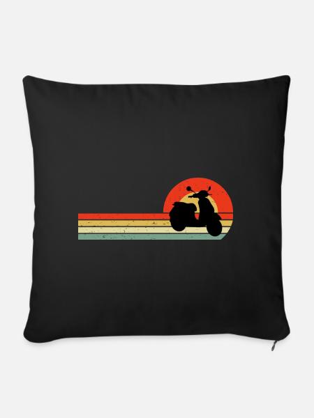 Roller Fahrer Roller Motorrad Vintage Retro - Sofakissenbezug 45 x 45 cm - Schwarz