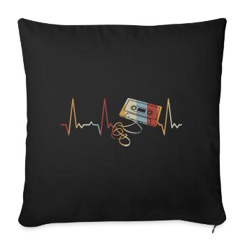 Herzschlag Kassette - Sofakissenbezug 45 x 45 cm - Schwarz - Vorne