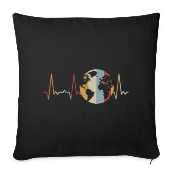 Herzschlag Globus Erde - Sofakissenbezug 45 x 45 cm - Schwarz - Vorne