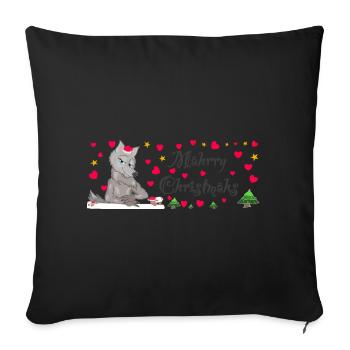 Cult Wolf Christmas, MÄHrry Christmäh's Heart - Sofa pillowcase 17,3'' x 17,3'' (45 x 45 cm) - black - Front