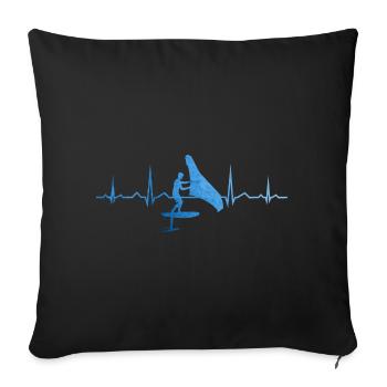hydrofoil wingsurfing women men wingfoil - Sofa pillowcase 17,3'' x 17,3'' (45 x 45 cm) - black - Front