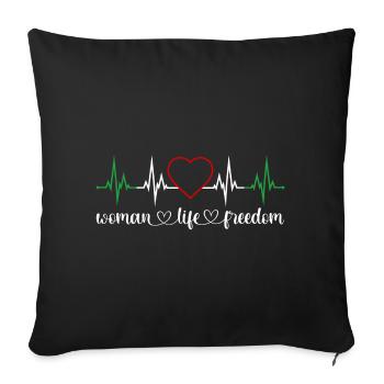 Woman Life Freedom Heartbeat Women's Rights Iran - Sofa pillowcase 17,3'' x 17,3'' (45 x 45 cm) - black - Front