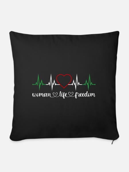 Woman Life Freedom Herzschlag Frauenrechte Iran - Sofakissenbezug 45 x 45 cm - Schwarz