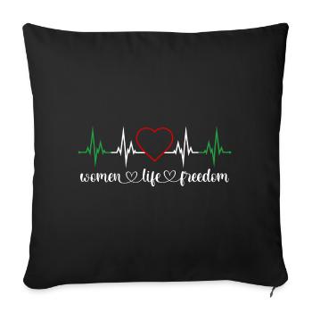 Women Life Freedom Heartbeat Women's Rights Iran - Sofa pillowcase 17,3'' x 17,3'' (45 x 45 cm) - black - Front