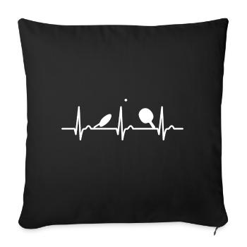 Courbe ECG - courbe cardiaque - pouls - sport - tennis de table - Housse de coussin décorative 45 x 45 cm - noir - Devant