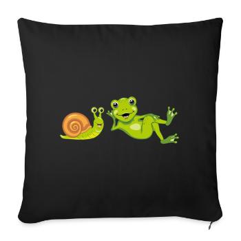 Funny snail and frog - Sofa pillowcase 17,3'' x 17,3'' (45 x 45 cm) - black - Front