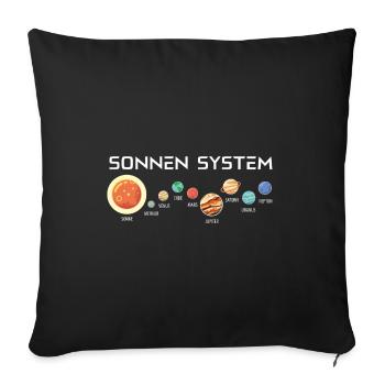 Sonnensystem - Planeten in Reihe - Sofakissenbezug 45 x 45 cm - Schwarz - Vorne