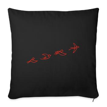 The flight of the red bird - Sofa pillowcase 17,3'' x 17,3'' (45 x 45 cm) - black - Front