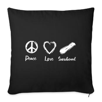 Peace Love Snowboard - Sofa pillowcase 17,3'' x 17,3'' (45 x 45 cm) - black - Front