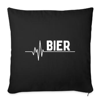 Mein Herz schlägt für Bier . Bierliebhaber - Sofakissenbezug 45 x 45 cm - Schwarz - Vorne