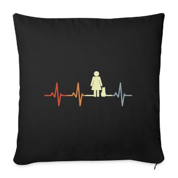 Cat Mom Heartbeat - Sofa pillowcase 17,3'' x 17,3'' (45 x 45 cm) - black - Front
