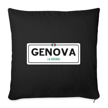 Panneau toponymique de Gênes - Housse de coussin décorative 45 x 45 cm - noir - Devant