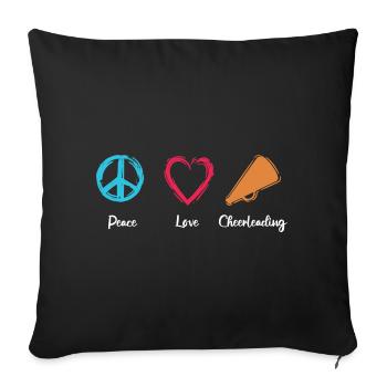 Peace Love Cheerleading - Sofa pillowcase 17,3'' x 17,3'' (45 x 45 cm) - black - Front