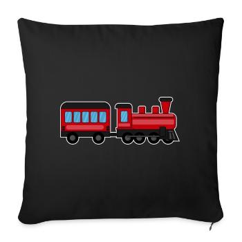 Chemin de fer, train, locomotive à vapeur - Housse de coussin décorative 45 x 45 cm - noir - Devant