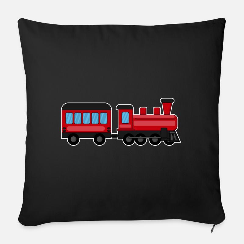 Eisenbahn, Zug, Dampflok - Sofakissenbezug 45 x 45 cm - Schwarz