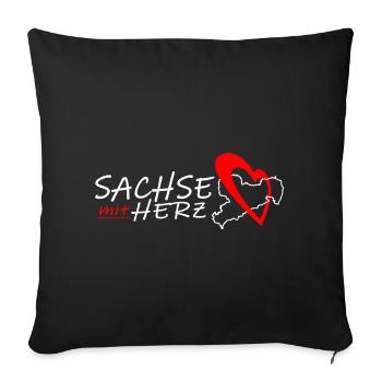 Sachse mit Herz - Herzschlag - Sofakissenbezug 45 x 45 cm - Schwarz - Vorne