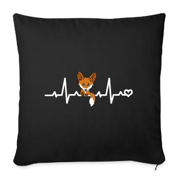 Renard ECG Battement de cœur Amour Coeur Animaux Renard roux - Housse de coussin décorative 45 x 45 cm - noir - Devant