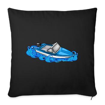 Boot DDR Wellen Retro Illustration Ibis Bootfahren - Sofakissenbezug 45 x 45 cm - Schwarz - Vorne