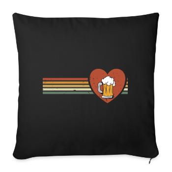 Bier Retro Design Bierliebhaber lustiges motiv - Sofakissenbezug 45 x 45 cm - Schwarz - Vorne