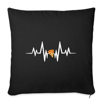 Battement de cœur de la pizza - Housse de coussin décorative 45 x 45 cm - noir - Devant