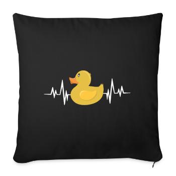 Canard en caoutchouc humoristique avec ligne de battement de cœur - Housse de coussin décorative 45 x 45 cm - noir - Devant