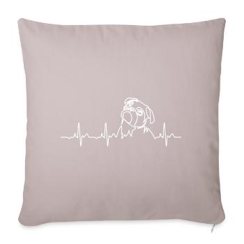 Minimalistischer Mops Heartbeat - Hundeliebhaber Geschenk - Sofakissenbezug 45 x 45 cm - helles Taupe - Vorne