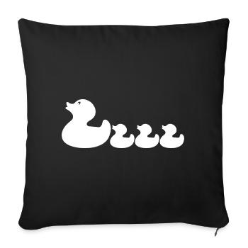 Mutter Ente & Entlein – niedliche Entenfamilie - Sofakissenbezug 45 x 45 cm - Schwarz - Vorne