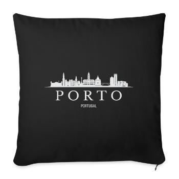 Porto Skyline, Porto Portugal - Sofa pillowcase 17,3'' x 17,3'' (45 x 45 cm) - black - Front