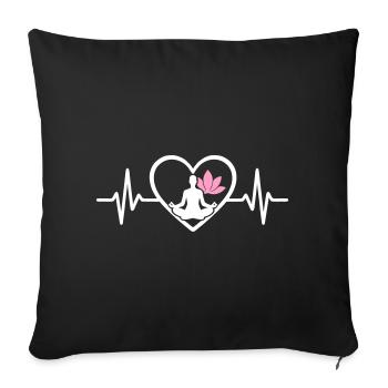 Yoga Heart Women Silhouette Lotus Wellness - Sofa pillowcase 17,3'' x 17,3'' (45 x 45 cm) - black - Front