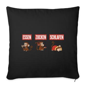 Food Gaming Sleeping Gamer Saying - Sofa pillowcase 17,3'' x 17,3'' (45 x 45 cm) - black - Front