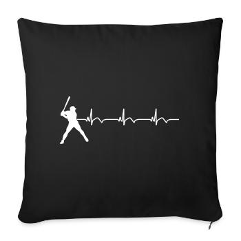 Baseball ECG Heartbeat Baseball Bat - Sofa pillowcase 17,3'' x 17,3'' (45 x 45 cm) - black - Front