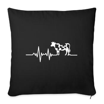 Cow with heartbeat line - Sofa pillowcase 17,3'' x 17,3'' (45 x 45 cm) - black - Front