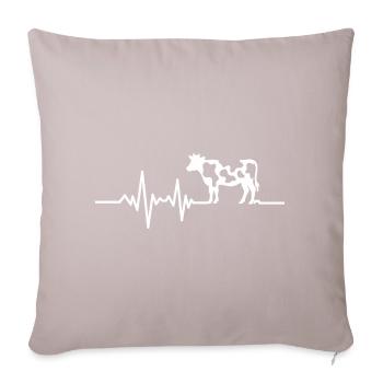 Cow with heartbeat line - Sofa pillowcase 17,3'' x 17,3'' (45 x 45 cm) - light taupe - Front