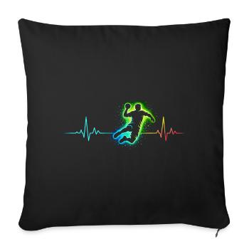 Battement de cœur de handball - Housse de coussin décorative 45 x 45 cm - noir - Devant