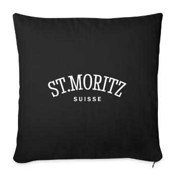 St. Moritz - Suisse - Switzerland - Swiss - Sofa pillowcase 17,3'' x 17,3'' (45 x 45 cm) - black - Front