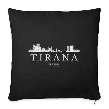 Skyline de Tirana, Tirana Albanie - Housse de coussin décorative 45 x 45 cm - noir - Devant