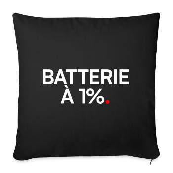Battery at 1% humor fatigue work - Sofa pillowcase 17,3'' x 17,3'' (45 x 45 cm) - black - Front